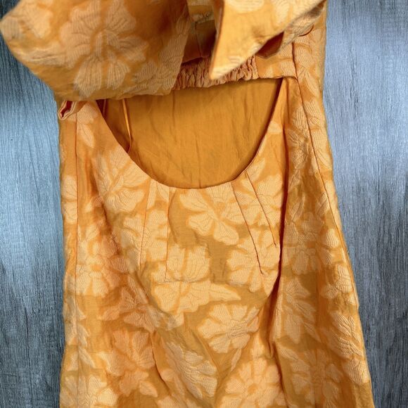 Anthropologie Dress Sz 0 Large Bow Open Back Sleeveless Textured Orange - Picture 8 of 12